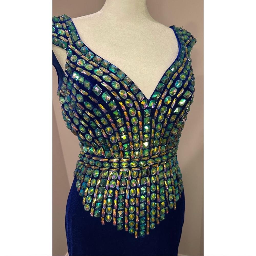 Johnathan Kayne Royal Blue Velvet Gown